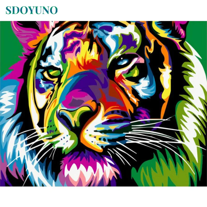 

SDOYUNO Frameless 40x50cm Tiger Animal Painting By Numbers DIY For Unique Gift Paint By Numbers For Adults Wall Decor Wall Art