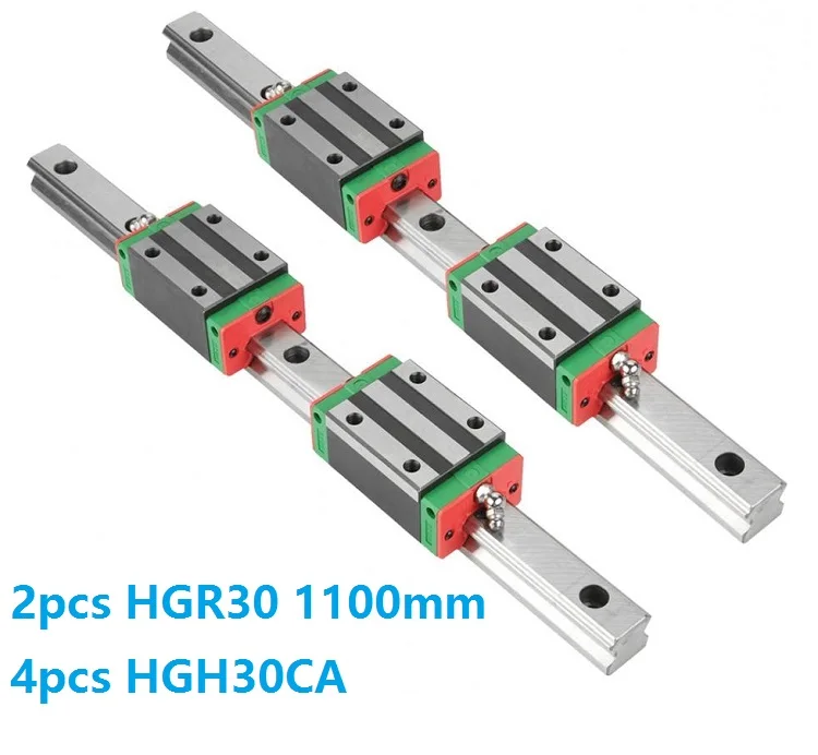 

China Made 2pcs Linear Guide Rail HGR30 -L 1100MM + 4pcs HGH30CA Or HGW30CC Sliding Block Carriage CNC router