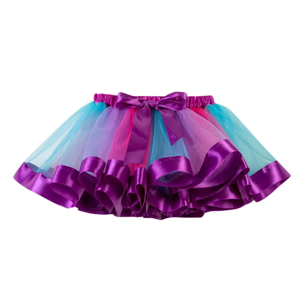 Girls Kids Tutu Tulle Skirts Costume Dance Ballet Toddler Rainbow Skirt