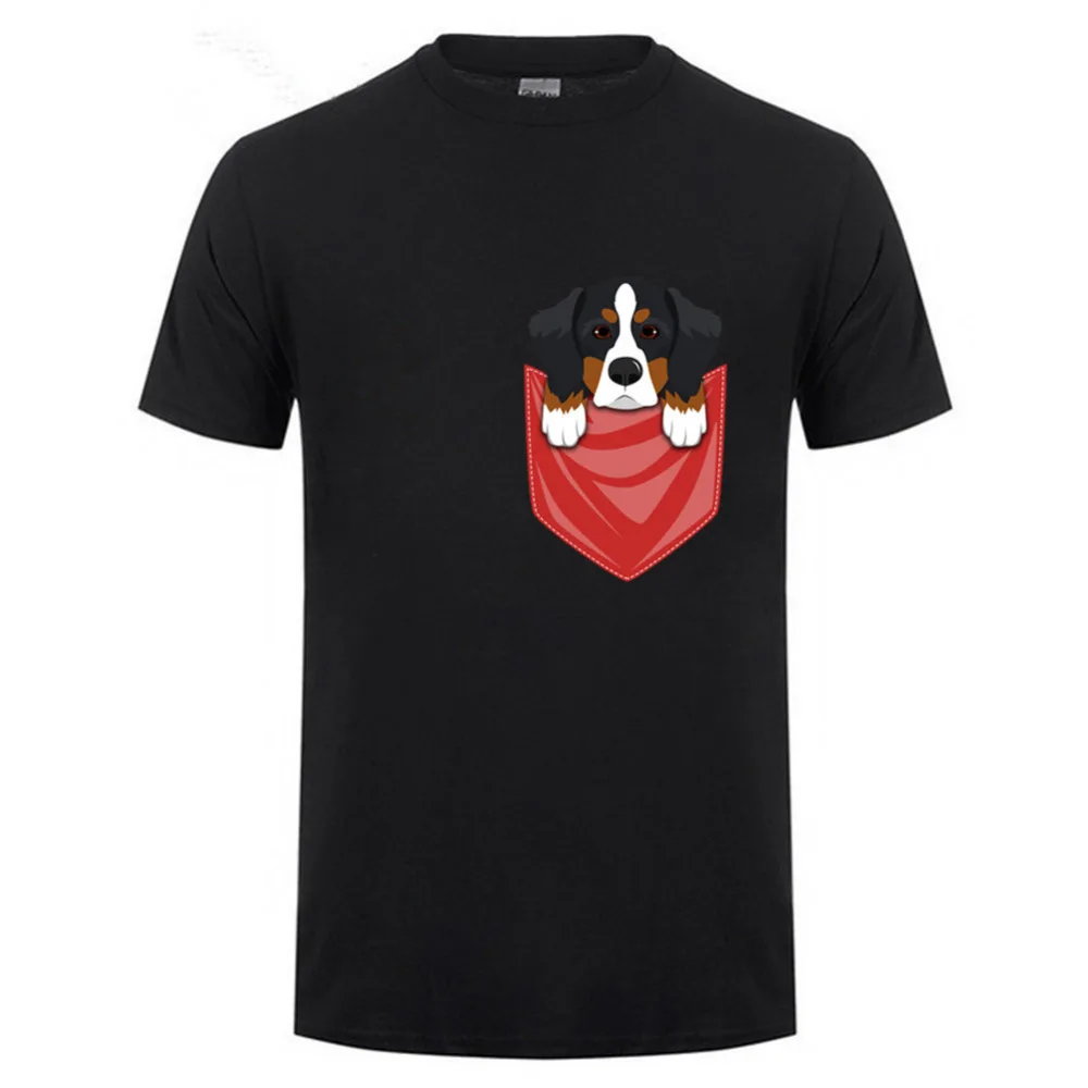

Print Own T Shirt Funny Bernese Mountain Dog In Your Pocket Men's 100% Cotton Short Sleeve T Shirts Classical Man
