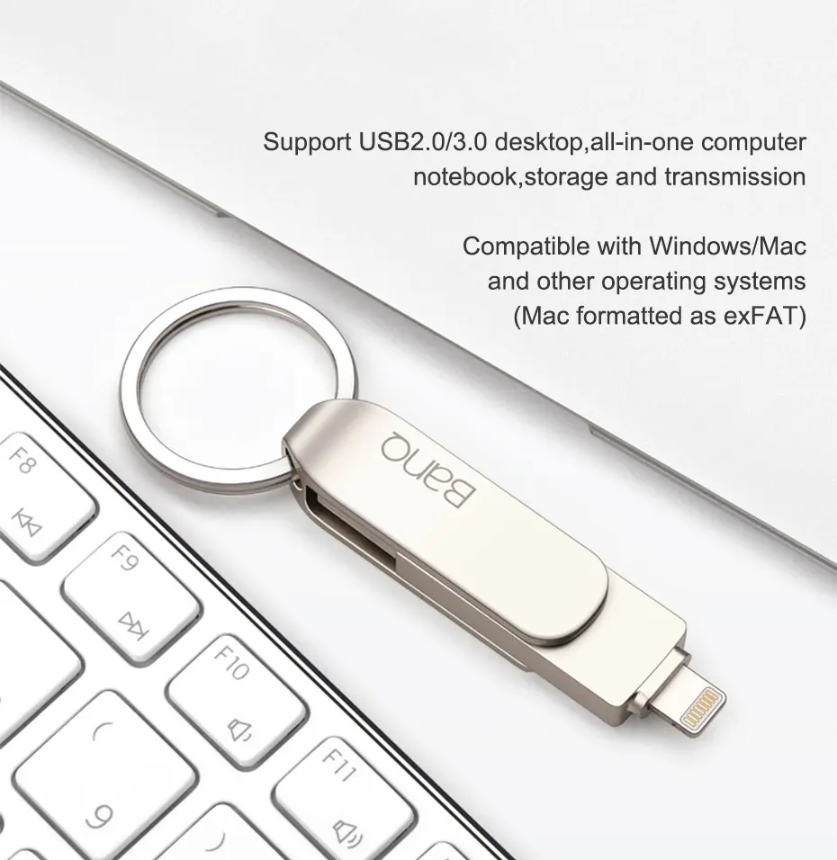 USB флеш-накопитель BanQ A50, 32 ГБ, 64 ГБ, для iPhone 8, 7 Plus, молния, металлическая ручка, u-диск для MFi iOS10, карта памяти 128 ГБ