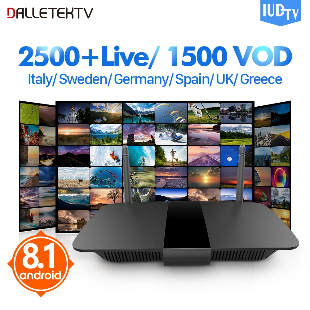 

Sweden IPTV Box Q1504 Android 8.1 TV Receivers with IPTV 1 year IUDTV Italy UK Germany Spain Portugal Greece Arabic Sweden IPTV