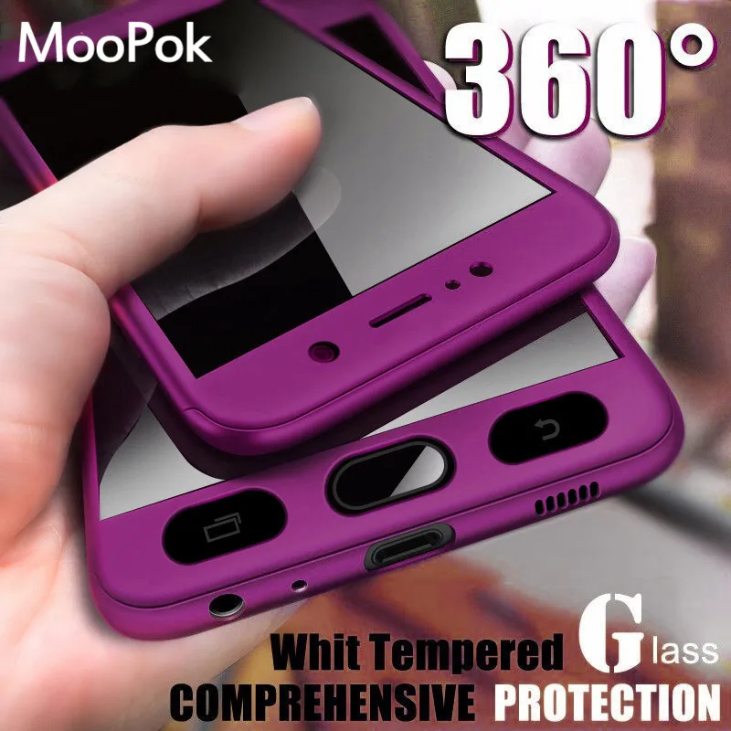 

Moopok 360 Full Cover Phone Case For Xiaomi Redmi Note 7 6 5 Pro 5A Hard PC Case For Redmi 4X 5 Plus Redmi 6 Pro 6A 7 With Glass