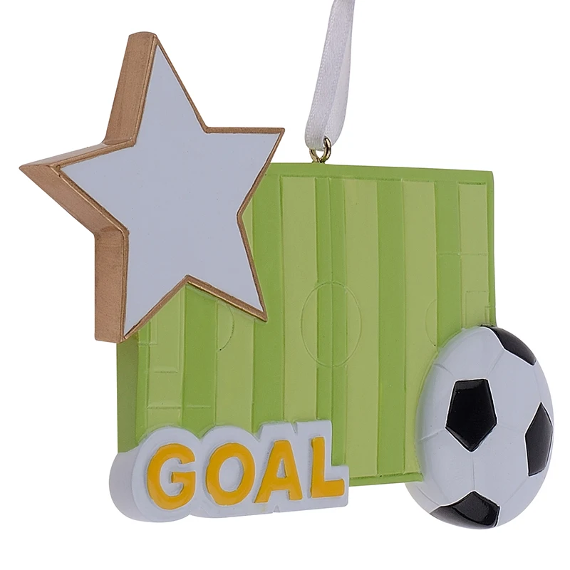 Football Field Goal Personalized Polyresin Christmas Ornaments as Handcraft Souvenir for player or fans gift or home decor