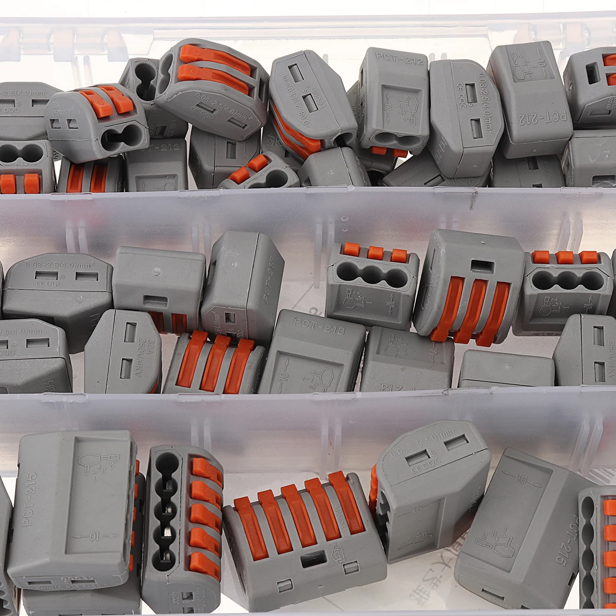  60Pcs 2/3/5 Pin Cage Holes Spring Conductor Terminal Block Electric Cable Wire Universal Fast Conne