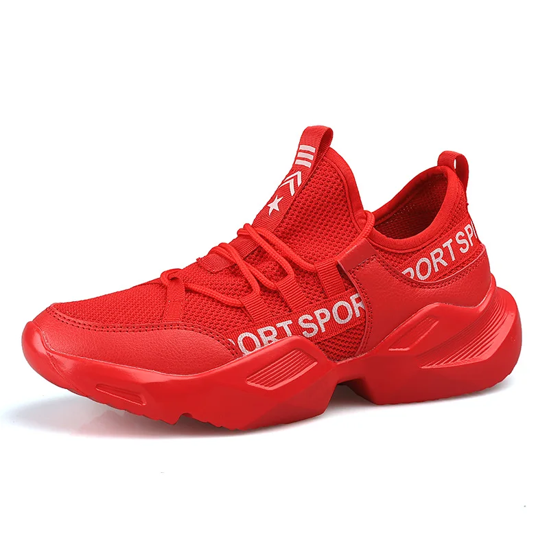 Bomlight/Новинка; Модные Дизайнерские летние кроссовки с буквенным принтом; мужская повседневная обувь; Мужская обувь из лайкры на массивном каблуке; мужские кроссовки; Tenis Masculino Adulto - Цвет: Red