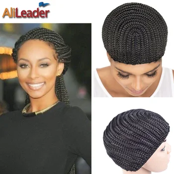 

Fashion Cornrow Wig Caps For Making Wigs With Combs On Side 1PC Black Braided Weave Cap Invisible Mesh Hair Net Free Shipping