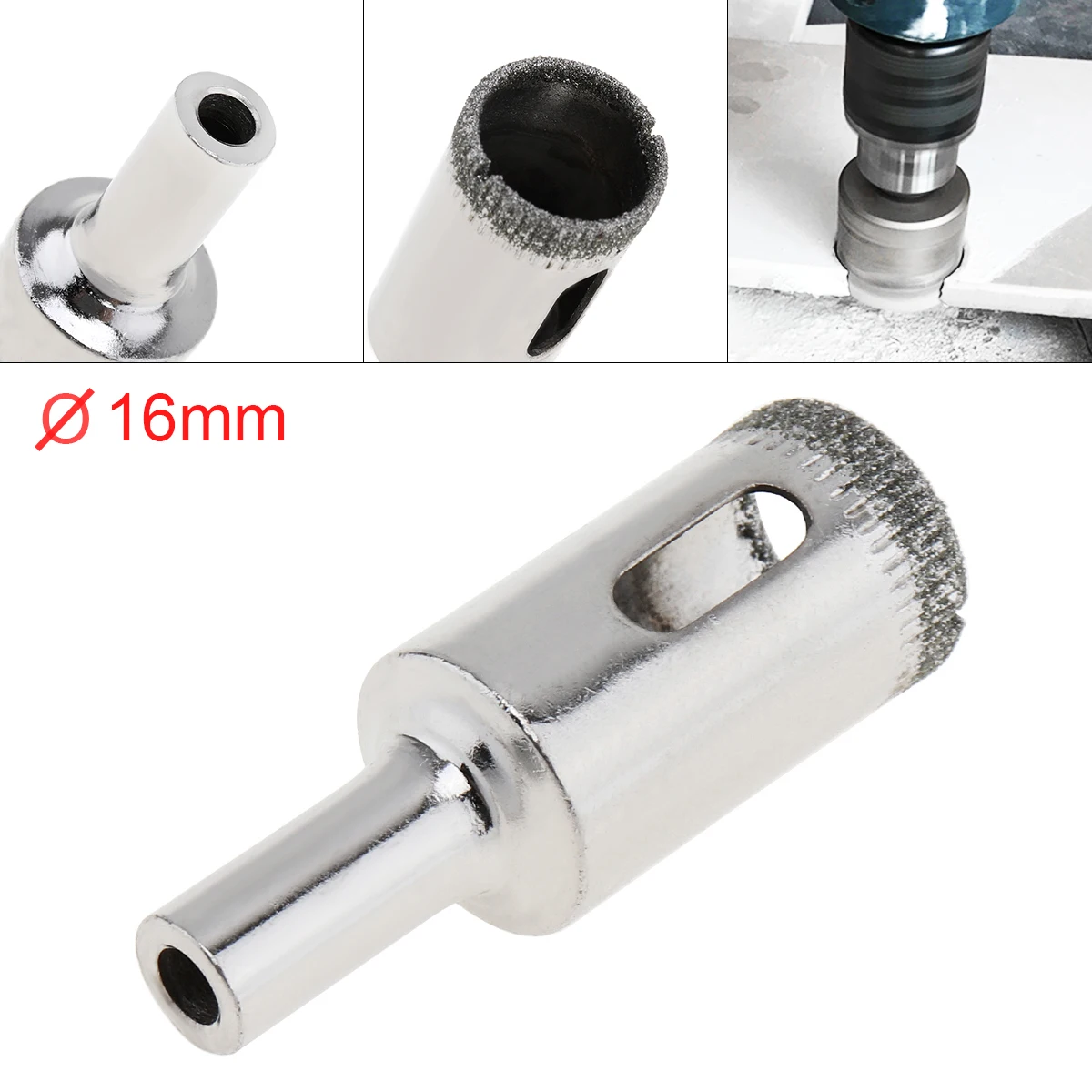 16mm Diamond Coated Core Hole Saw Drill Bit Set Tools Glass Drill Hole