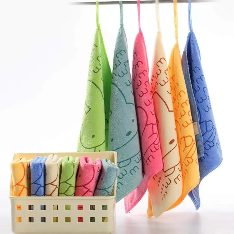 

Children Very Soft Cartoon Face Towel Absorbent Microfiber Fabric Skin-friendly Baby Square Hand Towels Saliva towel HL8004-C