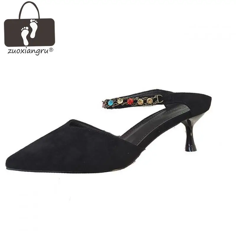 

Zuoxiangru Big Size 34-39 Thin High Heels Women Pumps Ankle Strap Summer Shoes Sexy Black Red Wedding Shoes Party
