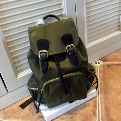 

Leather waterproof nylon cloth backpack 2018 new chain backpack travel bag couple bag