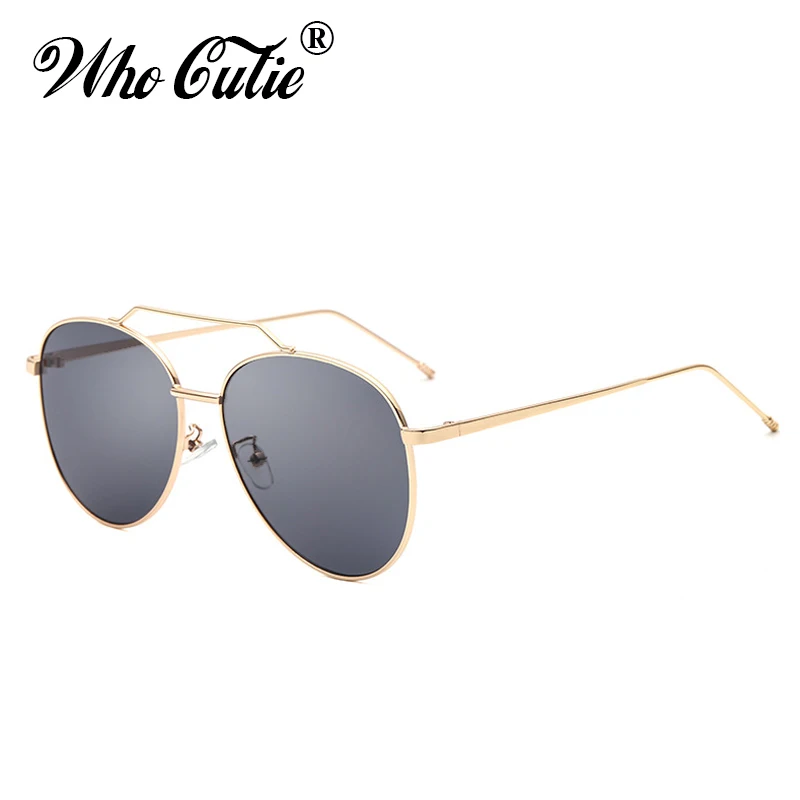 

WHO CUTIE 2019 Vintage Round Pilot Sunglasses Men Brand Designer High Quality Gold Pink Sun Glasses Women Black Shades OM767