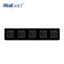 5 Frame французская розетка адрель Черный Кристалл Стекло 430*86 мм 16A четыре розетки французский стандарт электрическая розетка