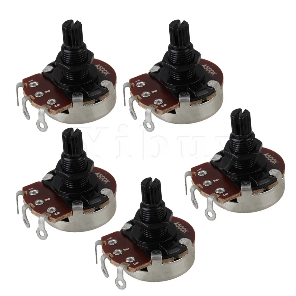 Yibuy A500k Guitar Potentiometer Long Split Shaft for Electric Bass