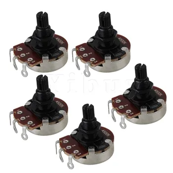 

Yibuy A500k Guitar Potentiometer Long Split Shaft for Electric Bass Guitar Set of 5