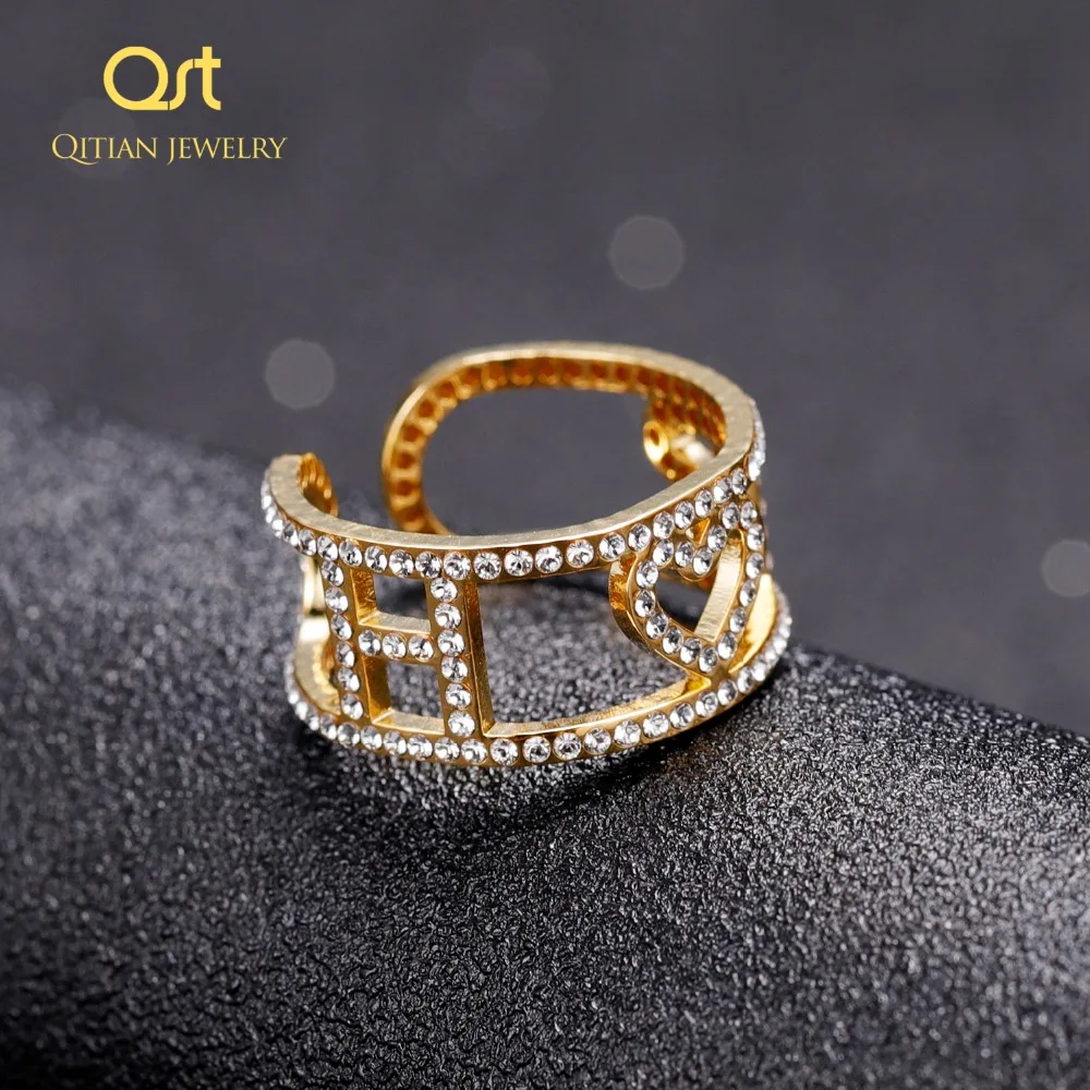 

Personalized your Initial Letter Ring Iced Out Zirconia Micro Pave Rings for Etsy Simple Luxury Ring for Women Open Ring