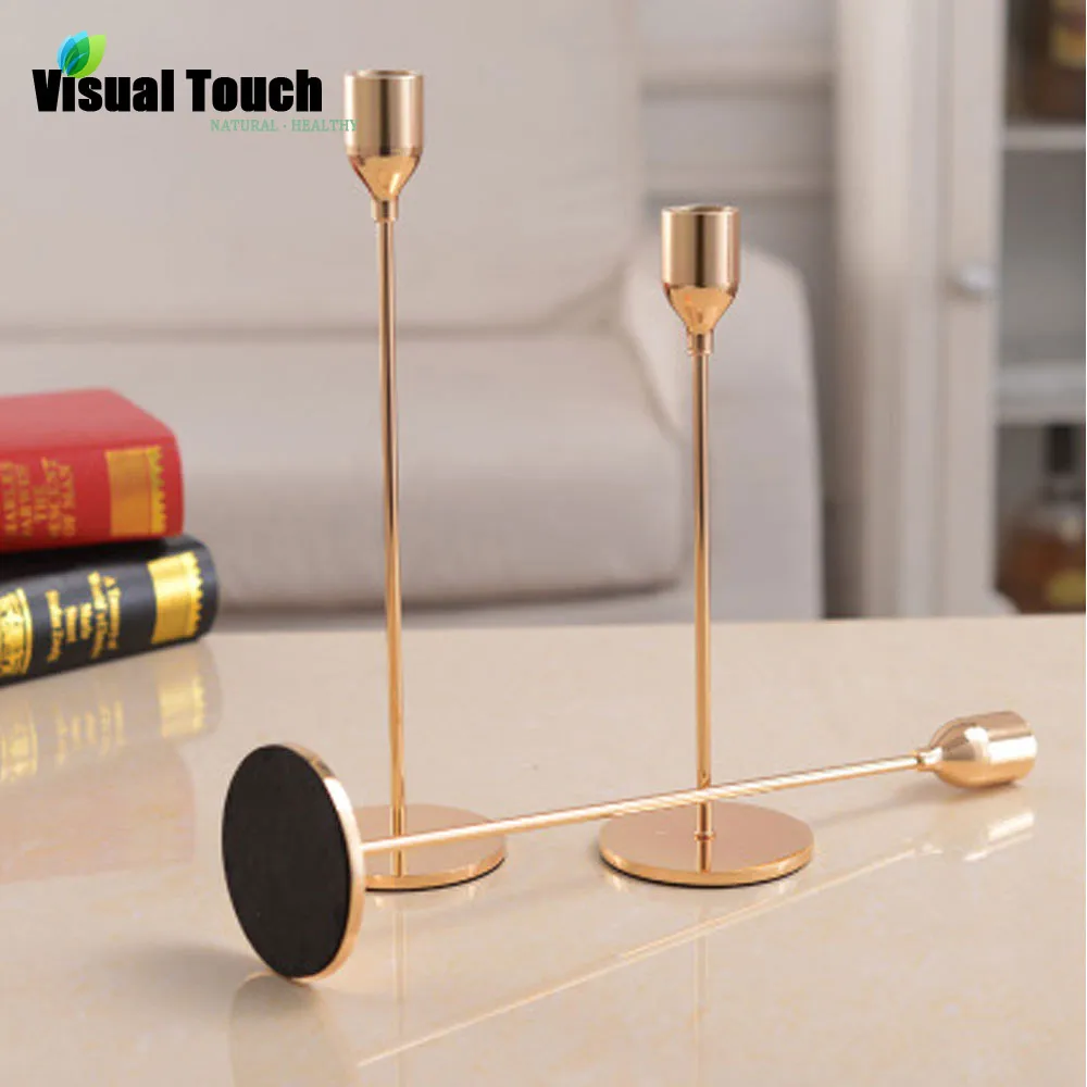 Visual Touch INS Nordic Style Candlestick Modern Metal Iron Candle Holder Romantic Wedding Centerpiece Table Decor | Дом и сад