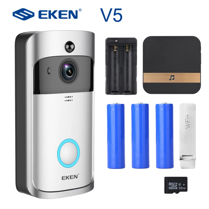 

EKEN V5 Smart WiFi Video Doorbell Camera Visual Intercom with Chime Night vision IP Door Bell Wireless Home Security Camera