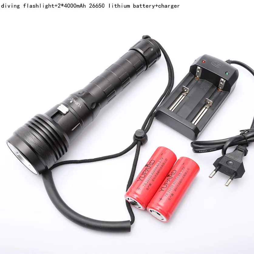 26650batterycharger XHP-50 светодиодный светильник-вспышка для подводной съемки, ультра яркий фонарь для подводного плавания 20000 люменов, водонепроницаемый заполняющий светильник, светильник-вспышка для ныряльщика - Испускаемый цвет: 26650batterycharger