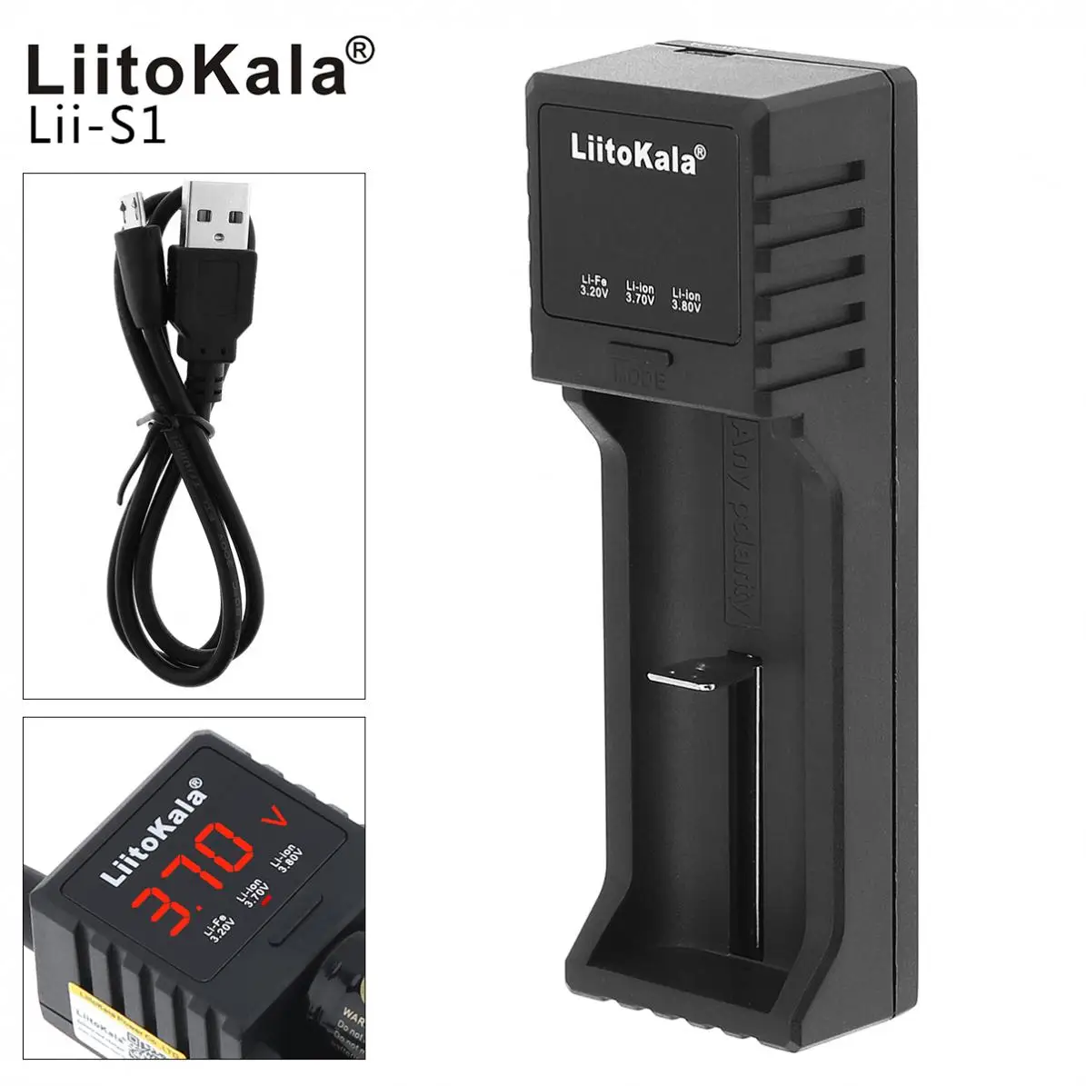 

Liitokala lii-S1 USB Smart Charger with LED Indicator for 26650 20700 16340 14500 LiFePO4 3.7V Charger Lithium / Ni-MH Battery