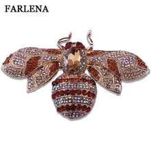 FARLENA Jewelry Unique Large Yellow Bee Rhinestone Crystal Insect Brooch Pins Woman Brooch