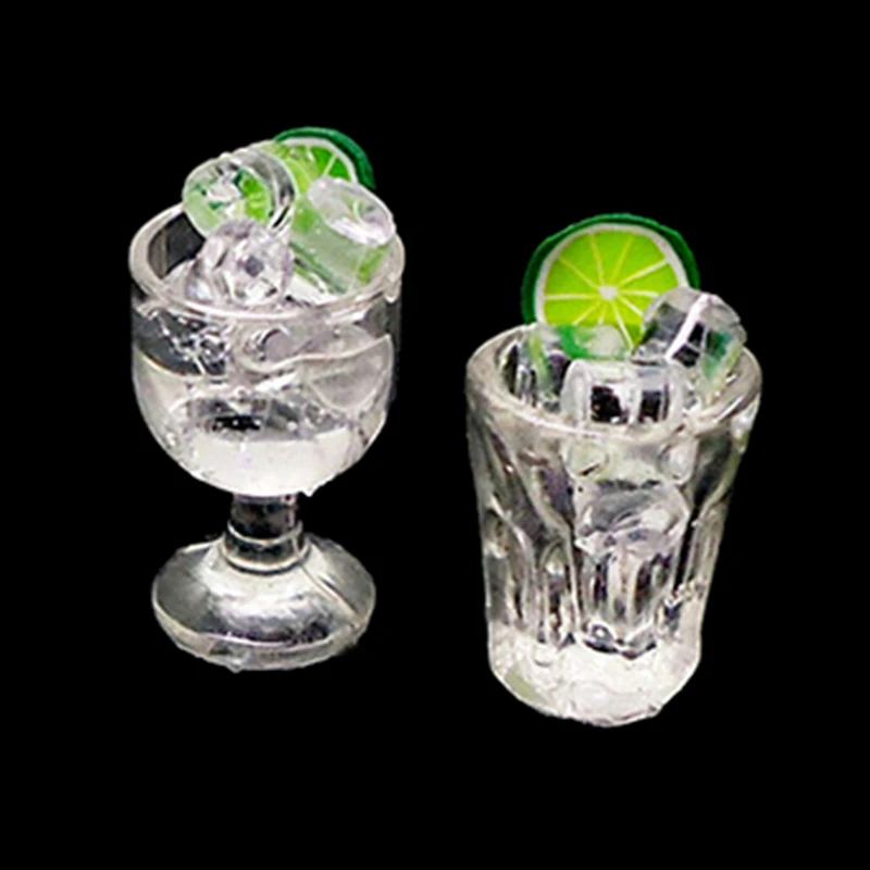 

1:12 Resin Doll House Decor Mini Glass Cup + Ice Cube Simulation Goblet Cup Model Toy Dollhouse Toy Model Miniature Food