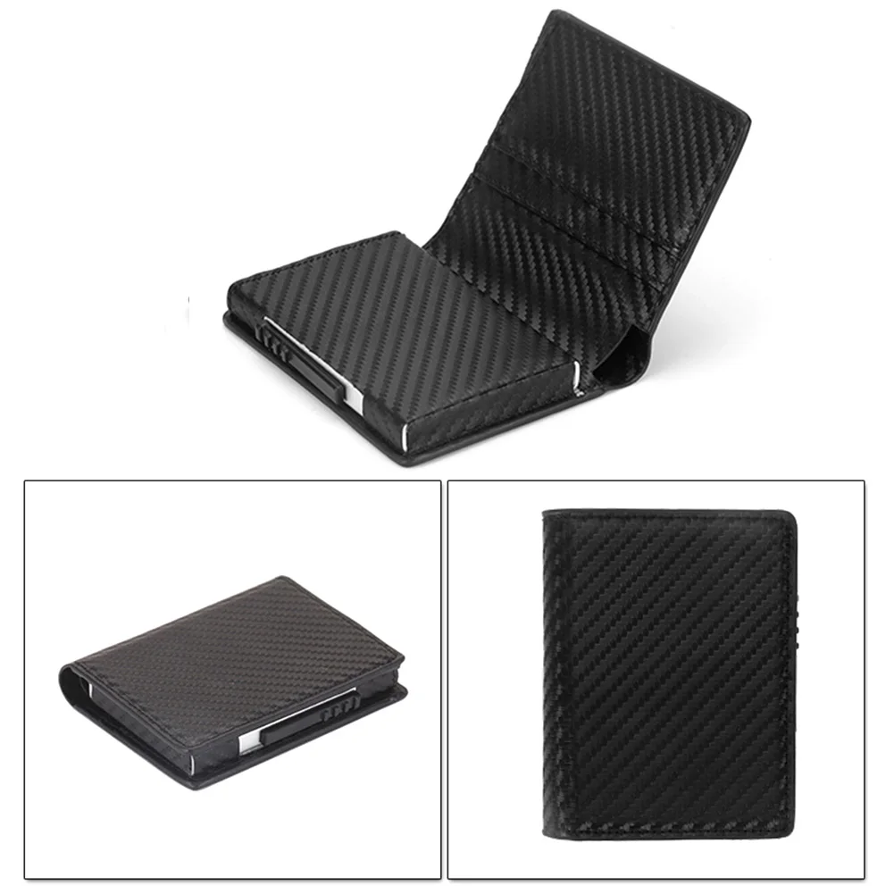 

Credit Contactless PU RFID Blocking Minimalist Money Clip Automatic Pop-up Protector Men Wallet Ultra Thin Pocket