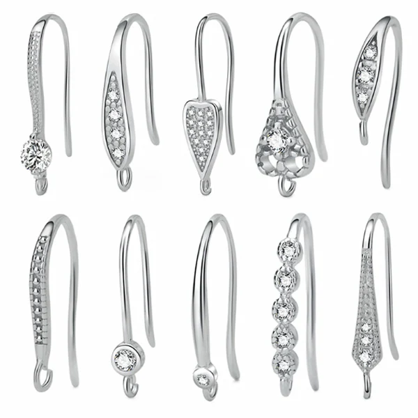 

Mixed 925 Sterling Silver Leverback Earwire Austrian Crystal Hoop Earring Findings for DIY Jewelry Connector Making Components