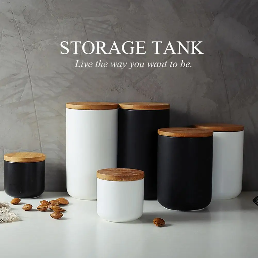 

Ceramic Sealed Jar Nordic Creative Kitchen Cereal Storage Bottle Coffee Seasoning Storage Tank With Lid Home Sundries Organizer