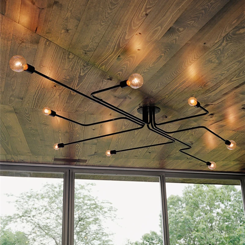 

Vintage Pendant Lights Multiple Rod Wrought Iron Ceiling Lamp E27 Bulb Living Room Lamparas for Home Lighting Fixtures