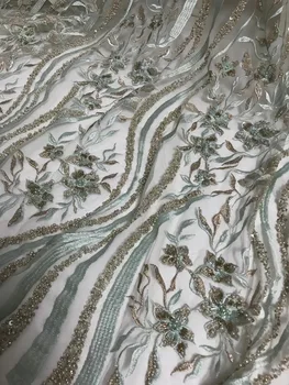 

luxury Nigerian french lace fabric JIANXI.C-112202 Embroidered lace fabric with beads for Nigerian dress