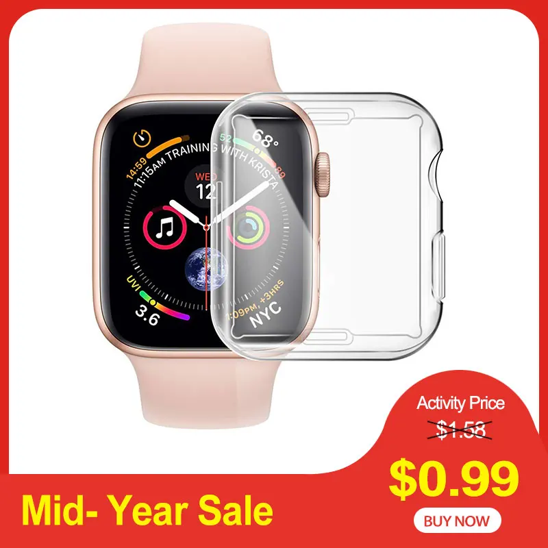 

Soft Screen Protective Case for Apple Watch 2 3 4 Clear TPU Full Protection Cover 38MM 40MM 42MM 44MM Housing for iWatch