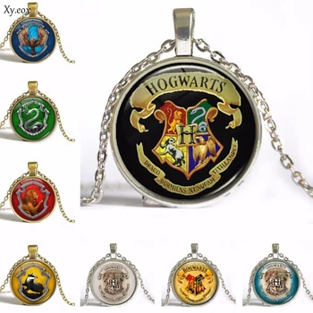 

New Hogwarts Slytherin Cabochon Glass Chain Pendant Necklace Gift