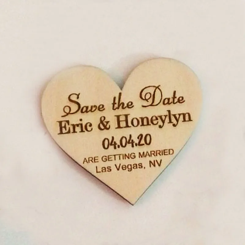  Wooden save the date heart Personalized Save The Date Magnet Wedding Invitation wood Cards - 33062999685