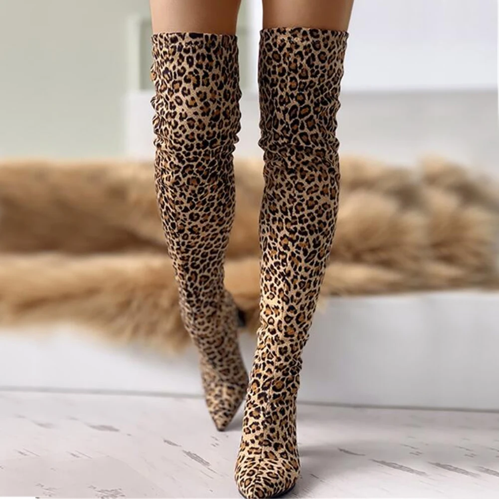 leopard over the knee boots