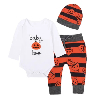 

2019 new children baby Halloween costume newborn pumpkin set Hat 3 piece set baby Halloween party Kids clothes boy girl outfit