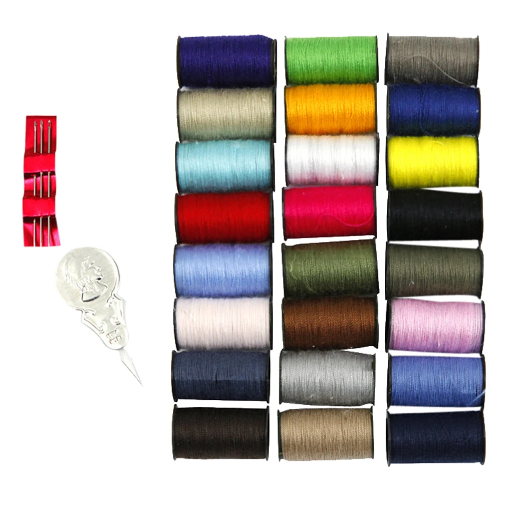 24 Spools Mixed Colors Polyester All Purpose Sewing Quilting Threads Setin Sewing Threads from