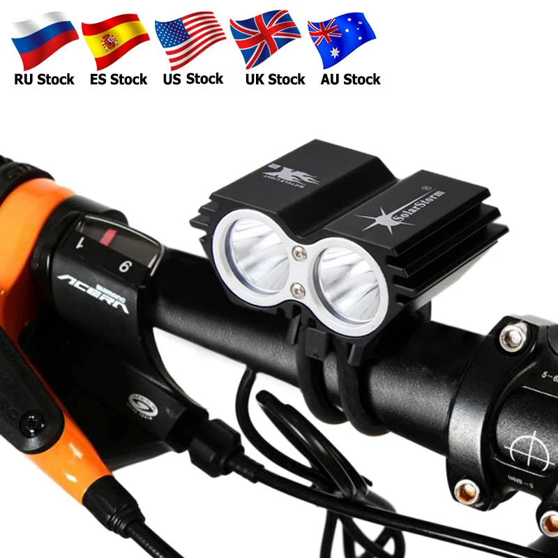 للماء الدراجة الخفيفة 2 * T6 LED إضاءة دراجة هوائية 4 طرق MTB الطريق الجبهة الدراجات العلوي + سلامة تحذير الأحمر الليزر لمبة خلفية