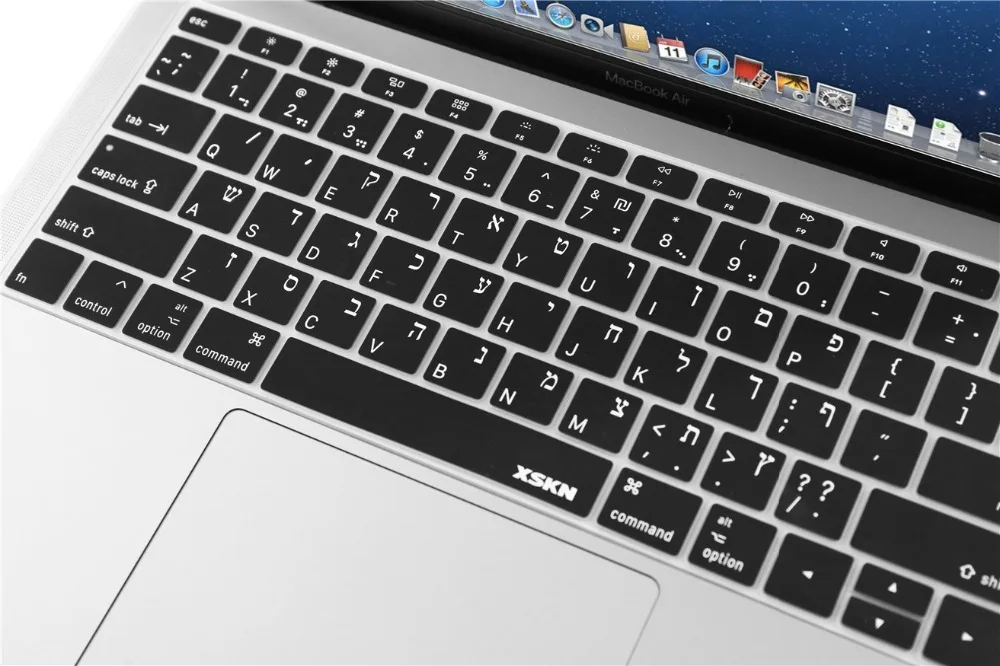 XSKN Иврит Клавиатура чехол для нового MacBook Air 1" с сенсорным ID retina дисплей A1932( выпуск) Мягкий сенсорный ультра тонкий чехол