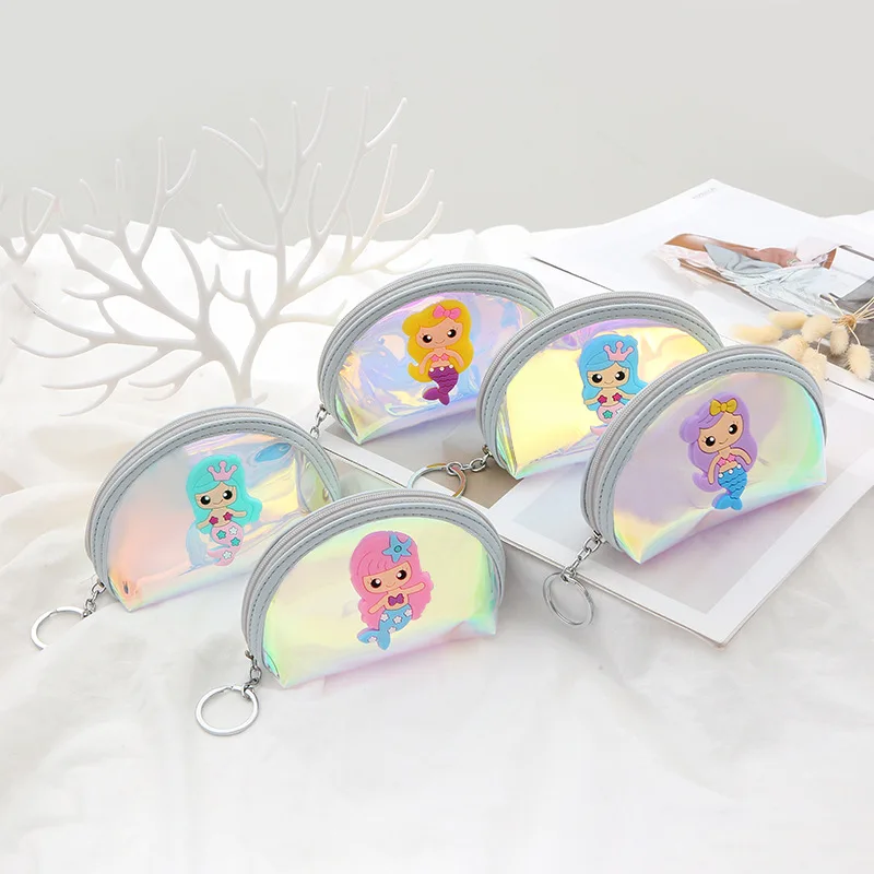 

Mermaid Design Laser Small Bags Holographic Women PVC Coin Purses Fashion Clear Jelly Handbags Girls Card Holder For Kids Purses