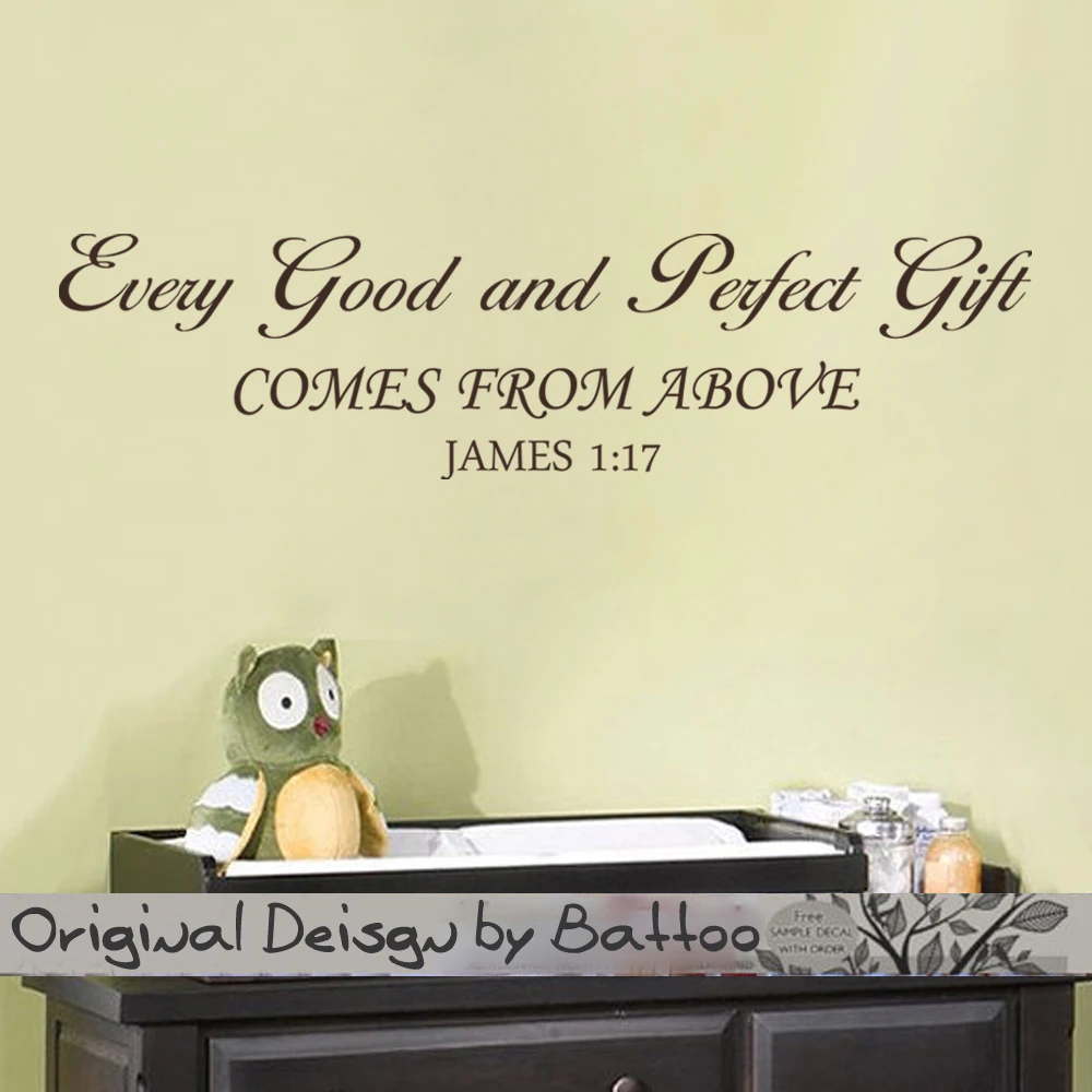 Image Bible Verse Wall Sticker Vinyl Art Quote   Every Good And Perfect Gift Comes From Above James 117 23cm x 86cm