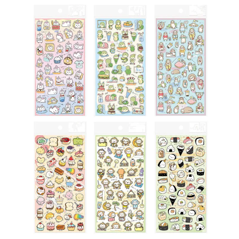 

Cute Unicorn Monkey Dessert Sushi Series Sticker Decoration PVC Scrapbooking Stationery Planner Stickers