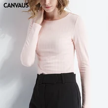 CANVAUS, осенняя рубашка с длинным рукавом, женские топы, элегантные, повседневные, Sim, простые, Круглый ворот, дикая, Женская майка, футболка, FS136A