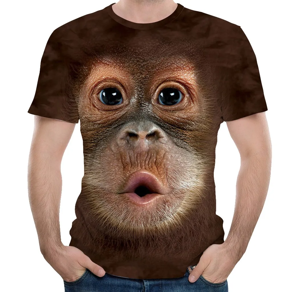 

2019 New Men Spring Summer Men's T-Shirts 3D Printed Animal Monkey tshirt Short Sleeve Funny Design Casual Tops Tees Male Drop