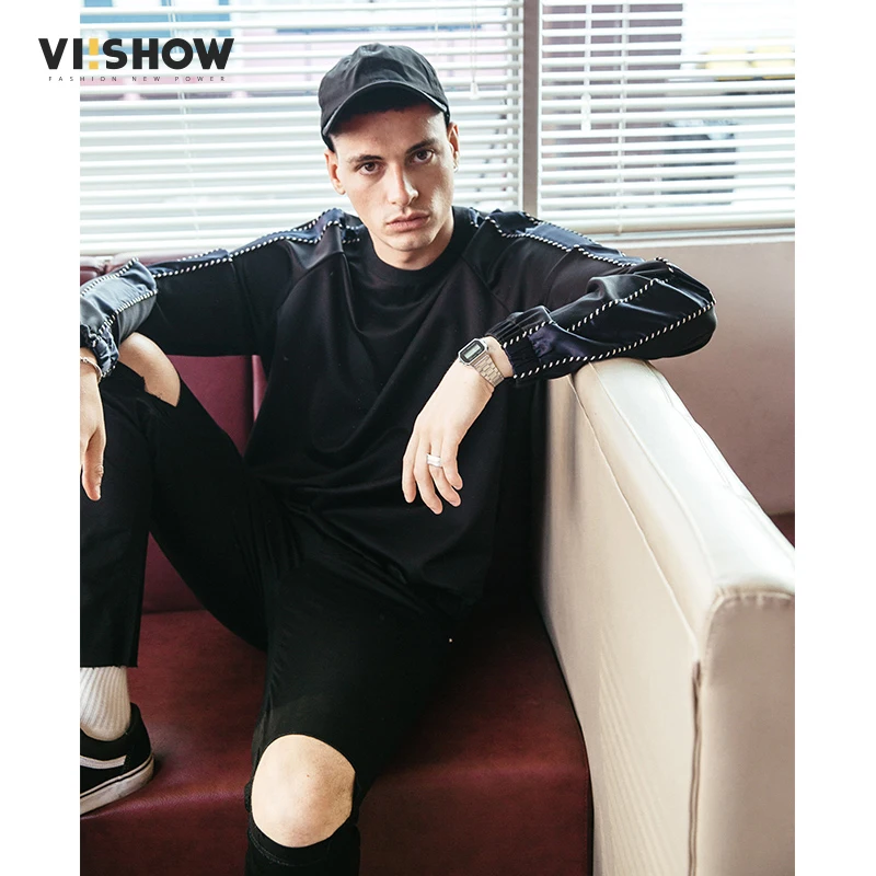 VIISHOW Новое поступление свитшоты в стиле пэчворк Мужская брендовая одежда Высокая