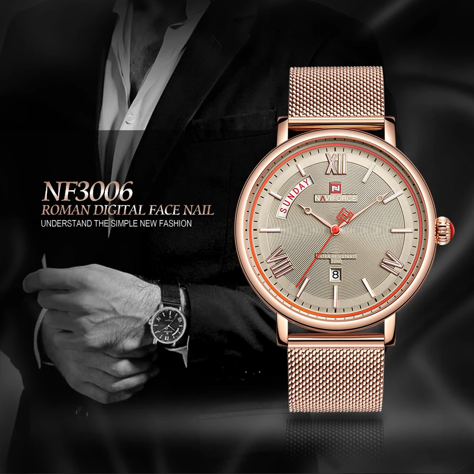 NAVIFORCE Топ бренд класса люкс для мужчин кварцевые часы Нержавеющая сталь сетка водонепроницаемые часы Классические мужские наручные часы Relogio Masculino