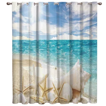 

Sunshine Beach Shell Starfish Window Treatments Curtains Valance Living Room Bathroom Decor Outdoor Indoor Fabric Kids
