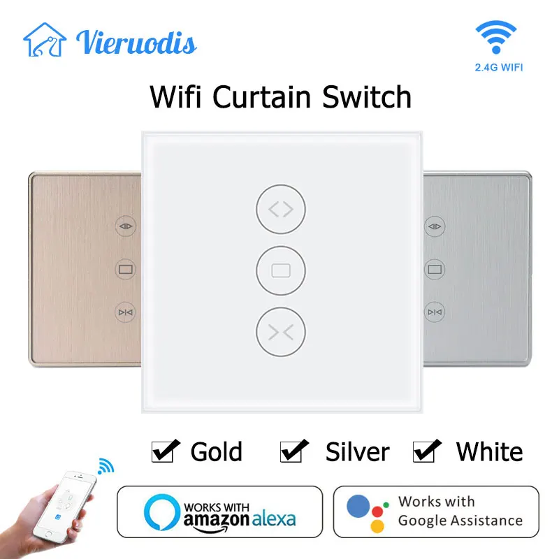 Interruptor para Motorizado Funciona com Alexa e Google Wifi Inteligente Cortina Elétrica Cego Rolo Obturador Casa Vida Tuya