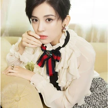 

2017 Fashion Women's Celebrity Style Desing Lantern Sleeve Stand Collar Solid Color Ruffle Summer Chiffon Shirt Slim Blouse Tops