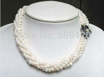 

Free shipping >>@ +>necklace 4 strands twisted white pearl beads sea shell clasp